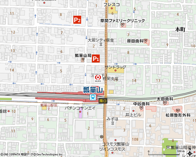 枚岡支店付近の地図